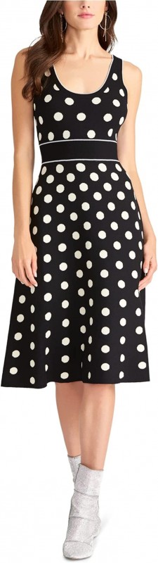 RACHEL Rachel Roy Dot A-Line Skirt Black Eggshell Combination Size XS