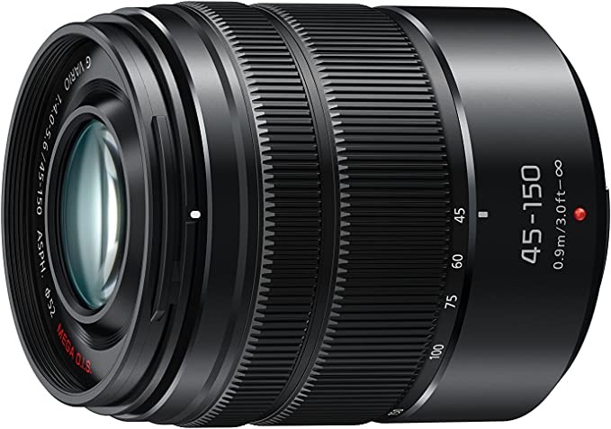 Panasonic mirrorless camera lens LUMIX G VARIO 45-150mm F4.0-5.6ASPH with optical stabilizer, miniature 3/4 bayonet, H-FS45150AK (American black)