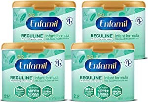 meadjohnson Enfamil Reguline Milk Powder for Difficult Infants, Contains Omega 3, Prebiotics, Iron, Body Support, 19.5 oz, about 552.81 g (4 packs) (packaging may vary)